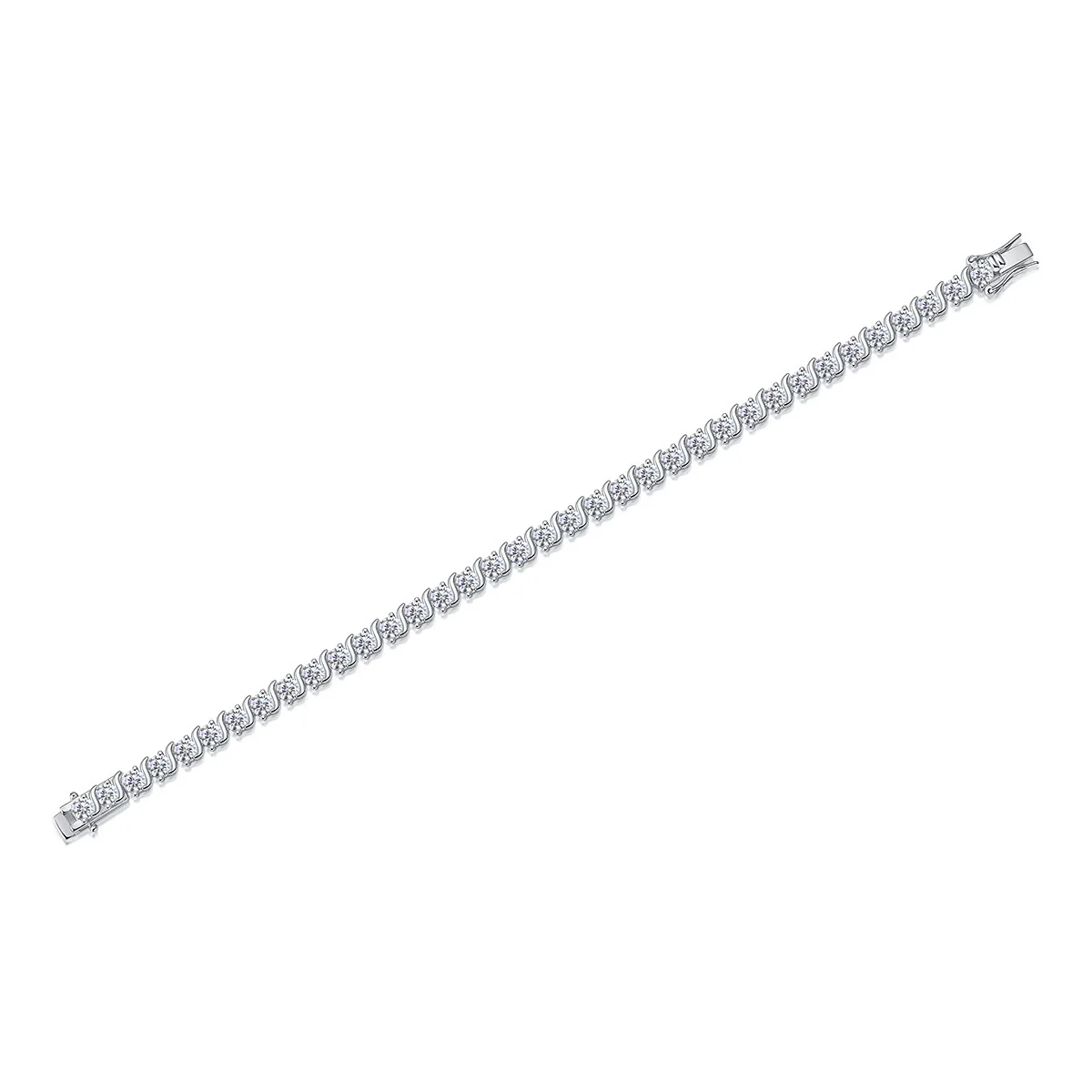925 Silver Geometric Figureeight Clasp Fullinlaid Women's Bracelet Set With Diamonds Synthetic Carbon Silicon Stone Fashion Light Luxury Highend - Image 3