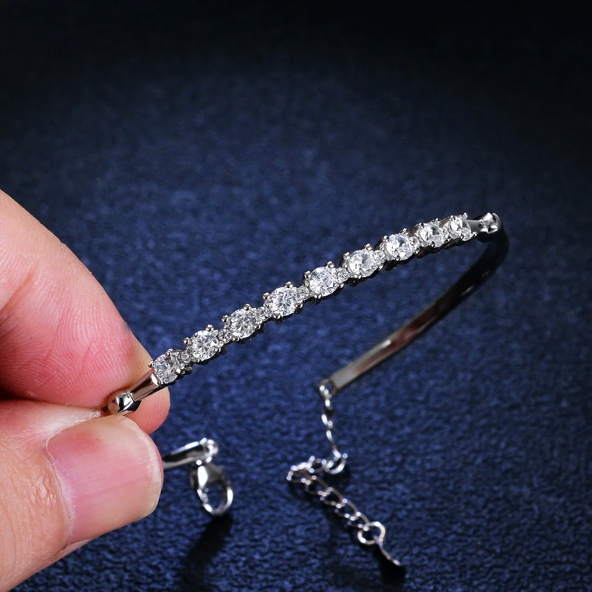 925 Silver Natural Style Moissanite Women's Bracelet - Image 4