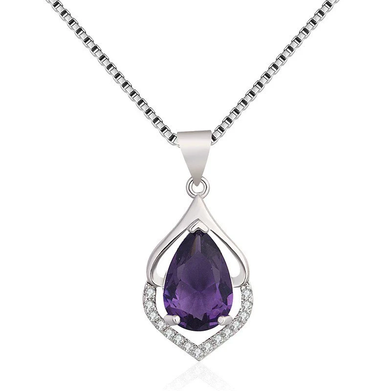 Accessories Alloy Clavicle Necklace With Drop Shape Pendant And Melon Seed Chain Simple Style Electroplating - Image 6