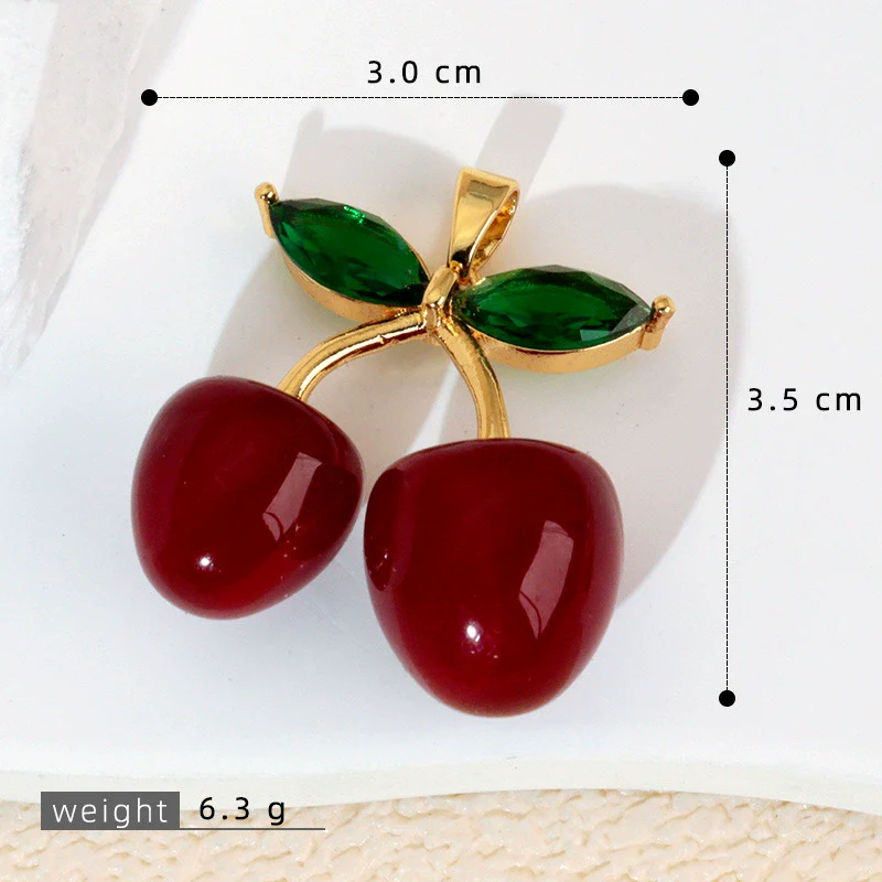 Accessories Copper Fruit Pattern Set With Diamonds Pendant Necklace Earrings Bracelet - Image 6