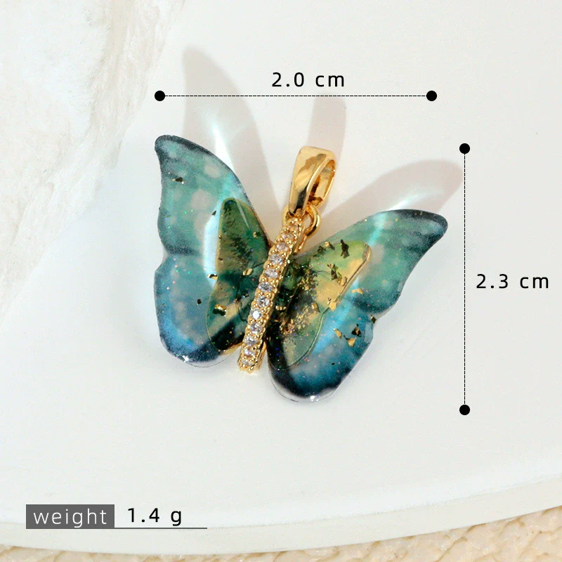 Accessories Resin Butterfly Pendant Micropaved Zircon Electroplated Minimalist Animal Style Necklace - Image 13