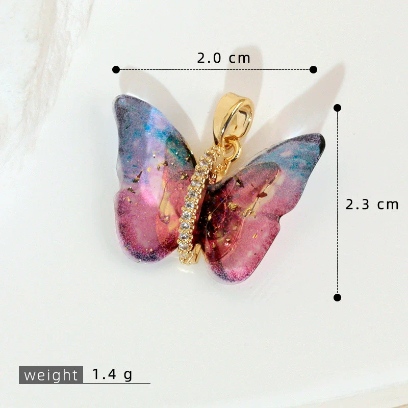 Accessories Resin Butterfly Pendant Micropaved Zircon Electroplated Minimalist Animal Style Necklace - Image 6