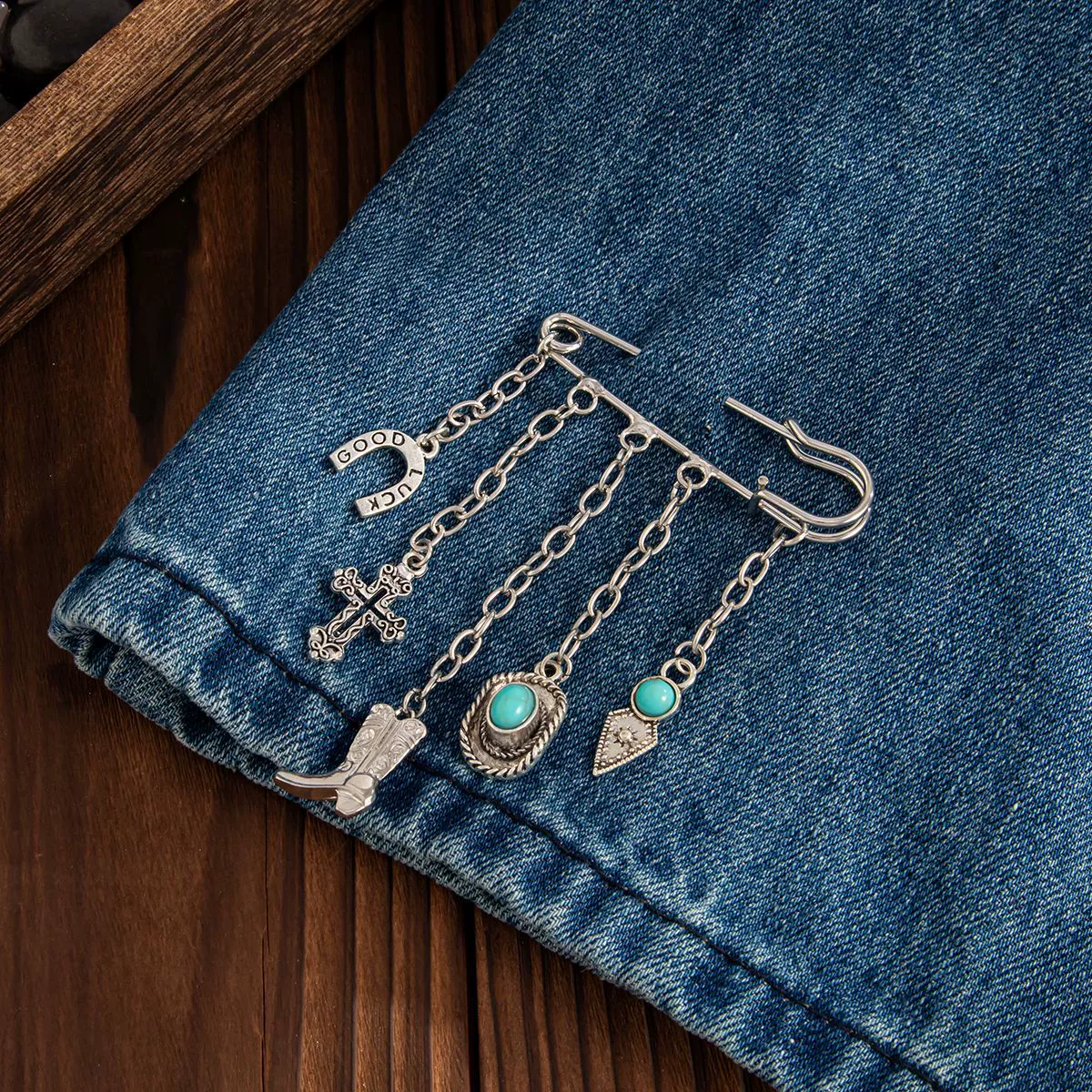 Accessories Street Hiphop Style Alloy Anklet With Geometric Pattern And Imitation Turquoise Pendant - Image 4