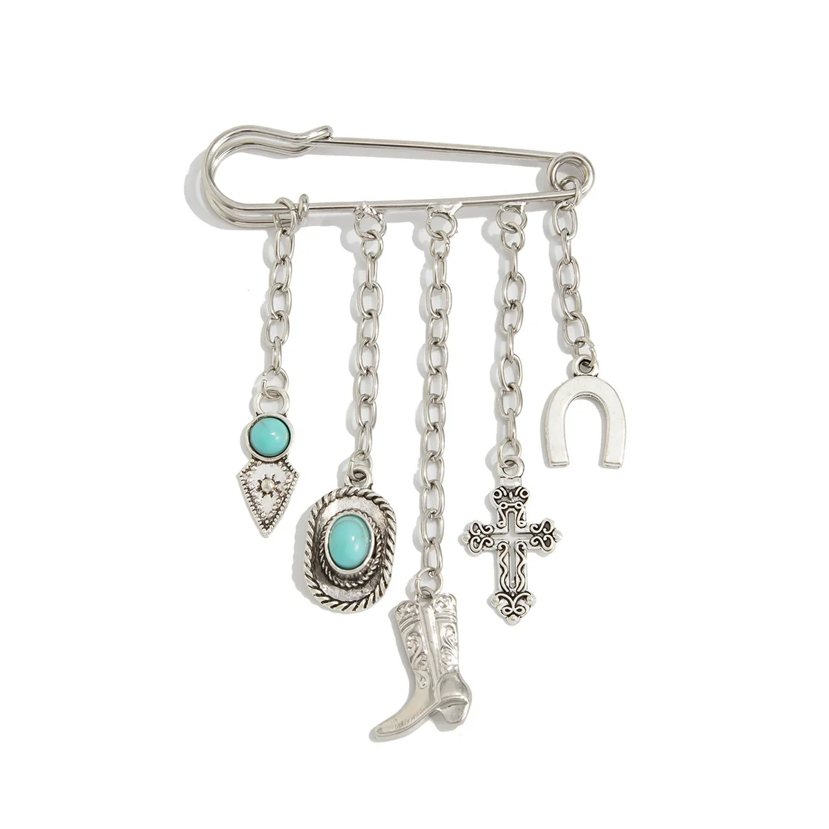 Accessories Street Hiphop Style Alloy Anklet With Geometric Pattern And Imitation Turquoise Pendant - Image 5