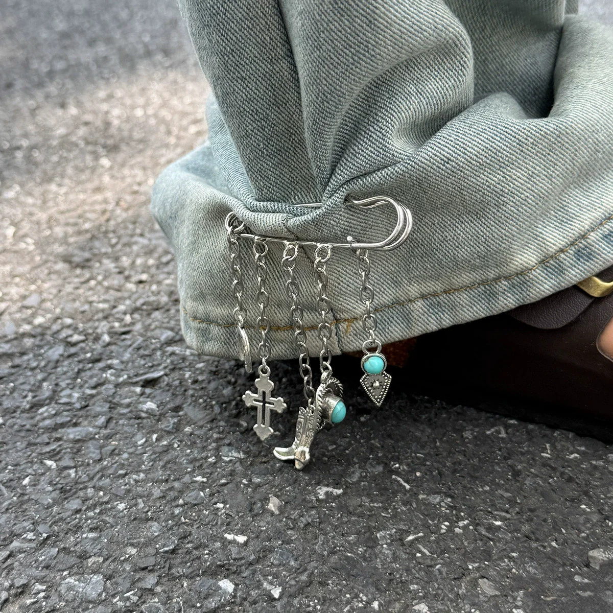 Accessories Street Hiphop Style Alloy Anklet With Geometric Pattern And Imitation Turquoise Pendant - Image 6