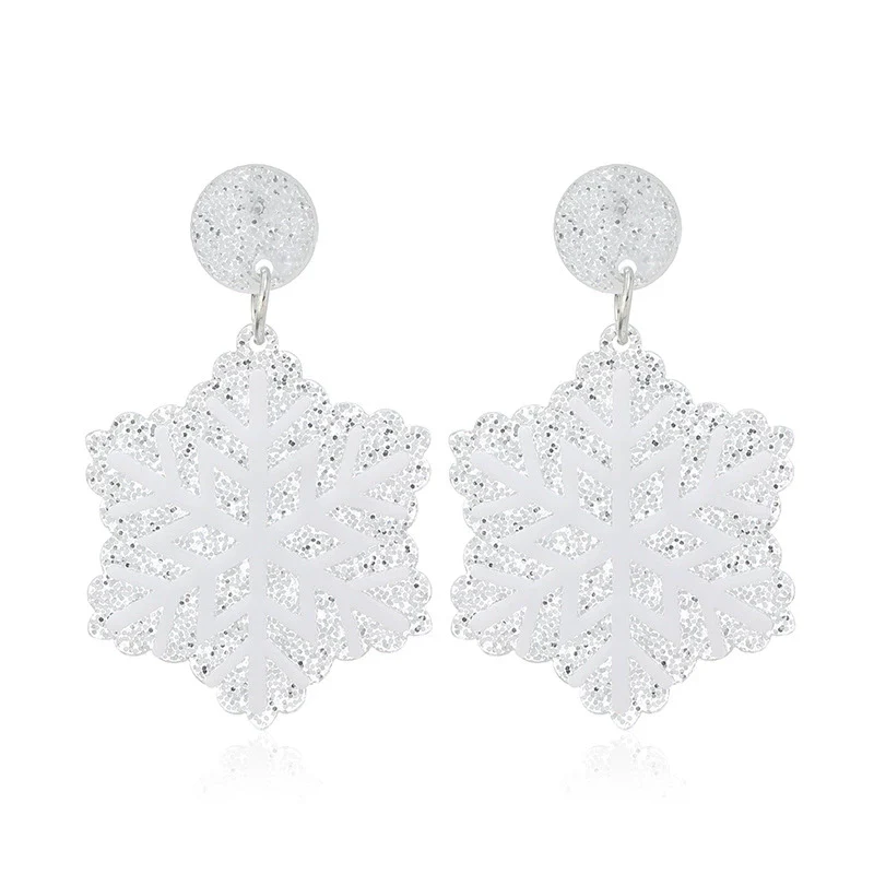 Acrylic Geometric Christmas Earrings With Printing Fashion Creative Cute Jewelry For Women - Image 5