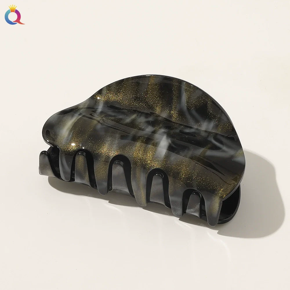 Acrylic Handmade Geometric Sequined Marble Pattern Women's Hair Clip - Image 11