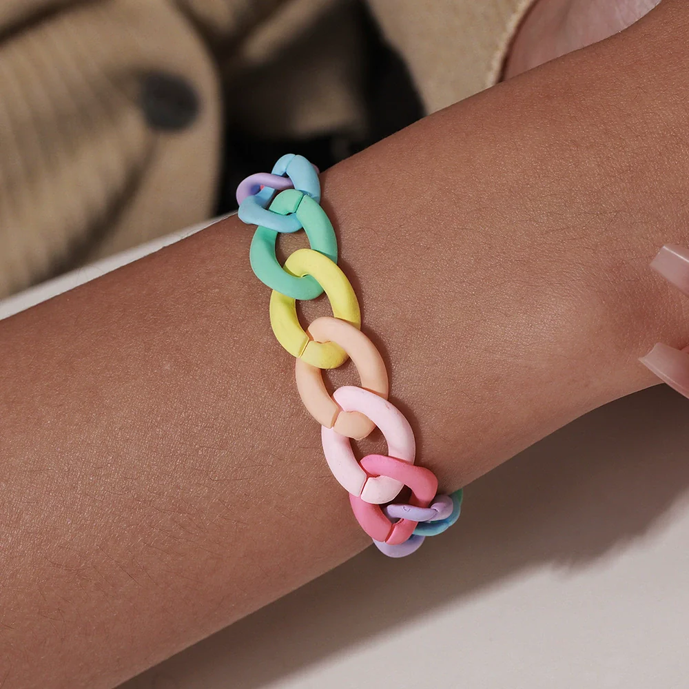 Acrylic Handmade Unisex Geometric Cartoon Dopamine Style Bracelet - Image 4