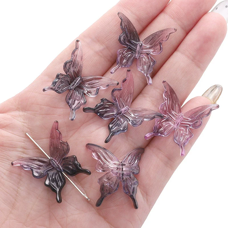 Acrylic Transparent Twocolor Gradient Butterfly Handmade Necklace Pendant Material Accessories - Image 10