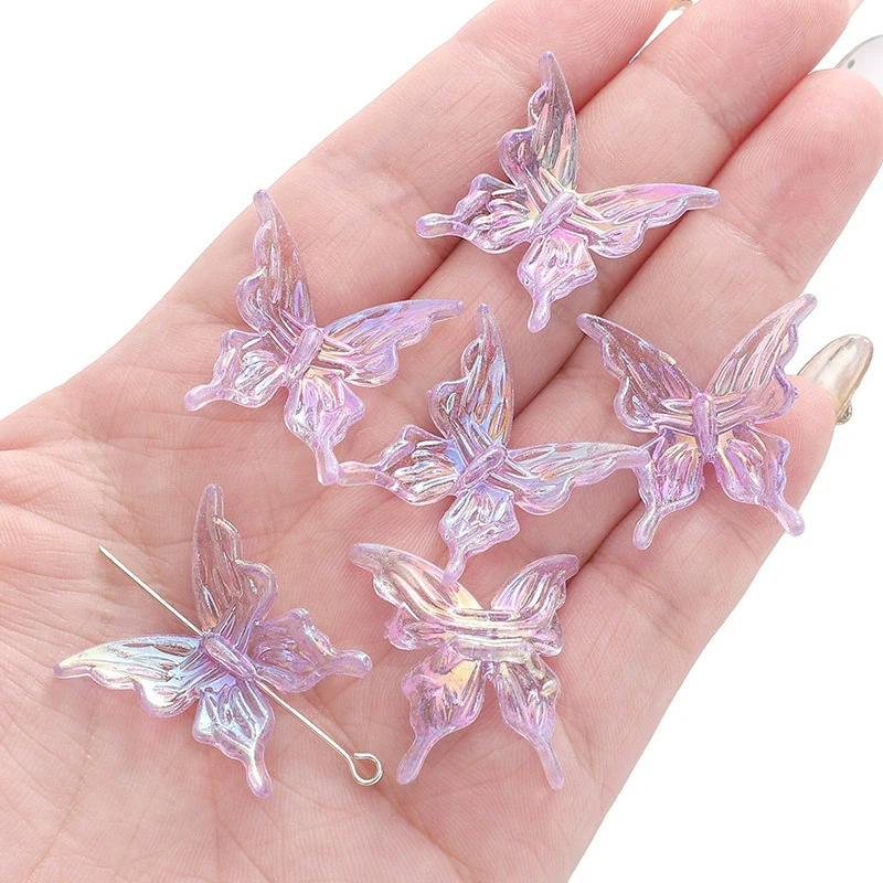 Acrylic Transparent Twocolor Gradient Butterfly Handmade Necklace Pendant Material Accessories - Image 18