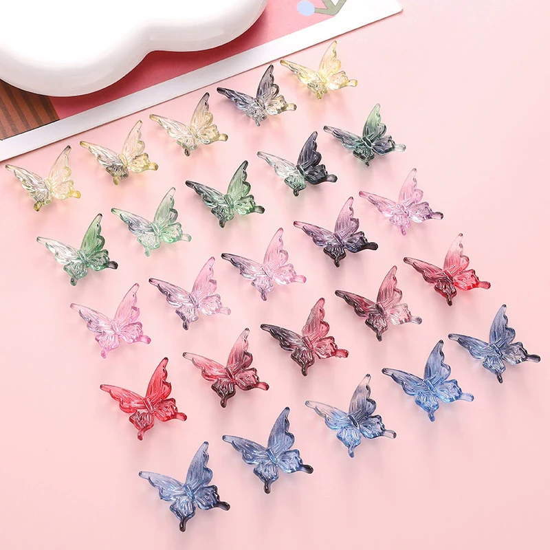 Acrylic Transparent Twocolor Gradient Butterfly Handmade Necklace Pendant Material Accessories - Image 4