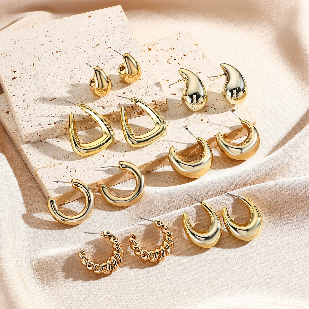 Acrylic Water Drop Earrings Geometric Style Stainless Steel Ear Needle Electroplated - Image 2