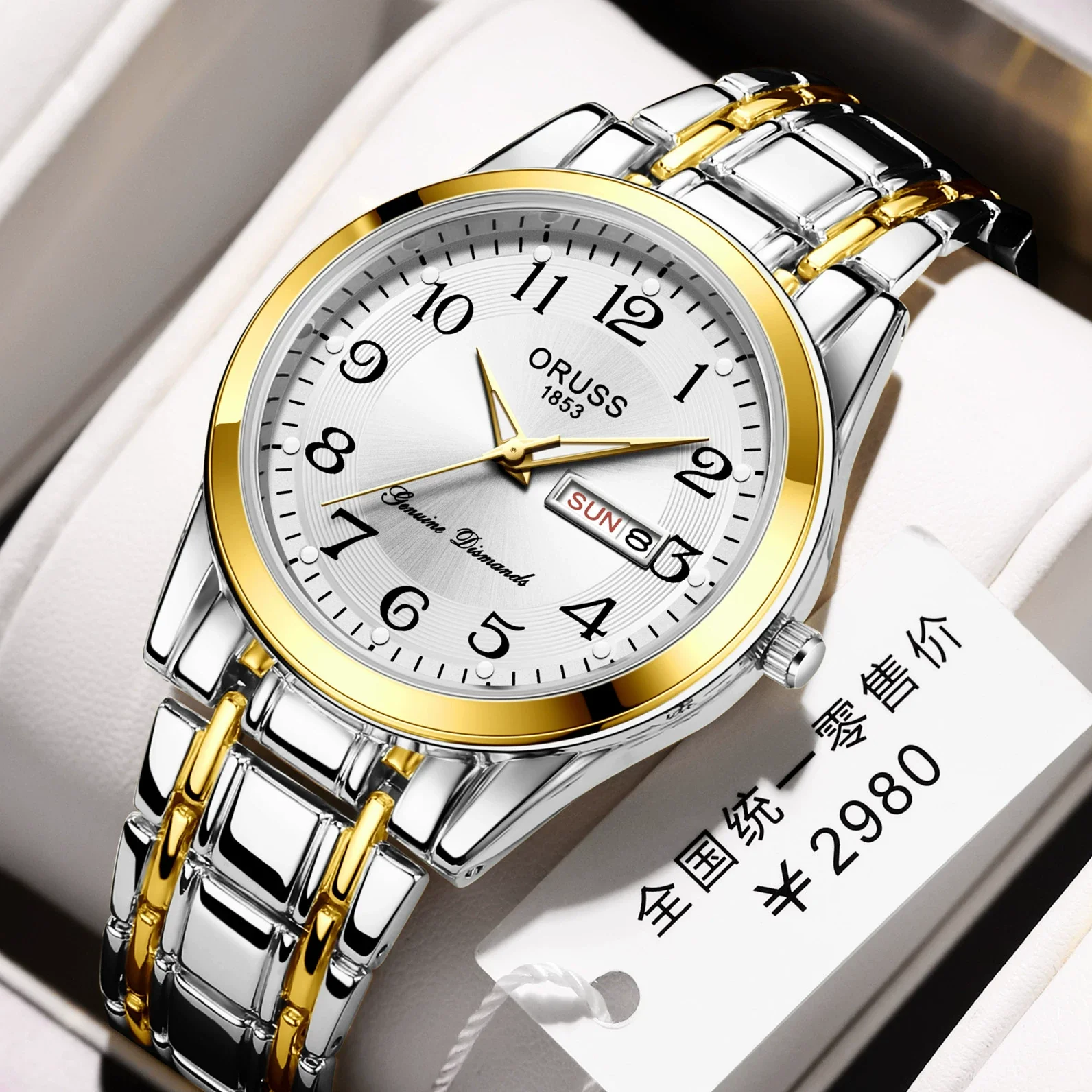 Adult Watch Alloy Case And Strap Round Dial Digital Quartz Luminous Waterproof - Image 2