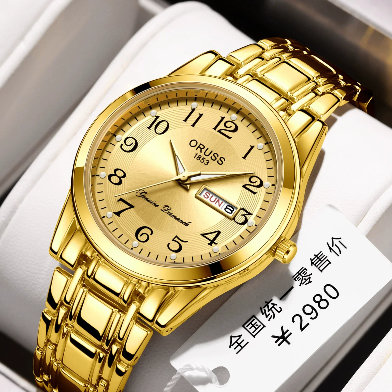 Adult Watch Alloy Case And Strap Round Dial Digital Quartz Luminous Waterproof - Image 3