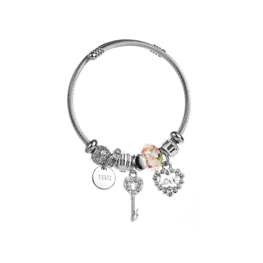 Allmatch Diamondencrusted Fashion Alloy Bracelet With Bee And Heart Patterns For Women - Image 5