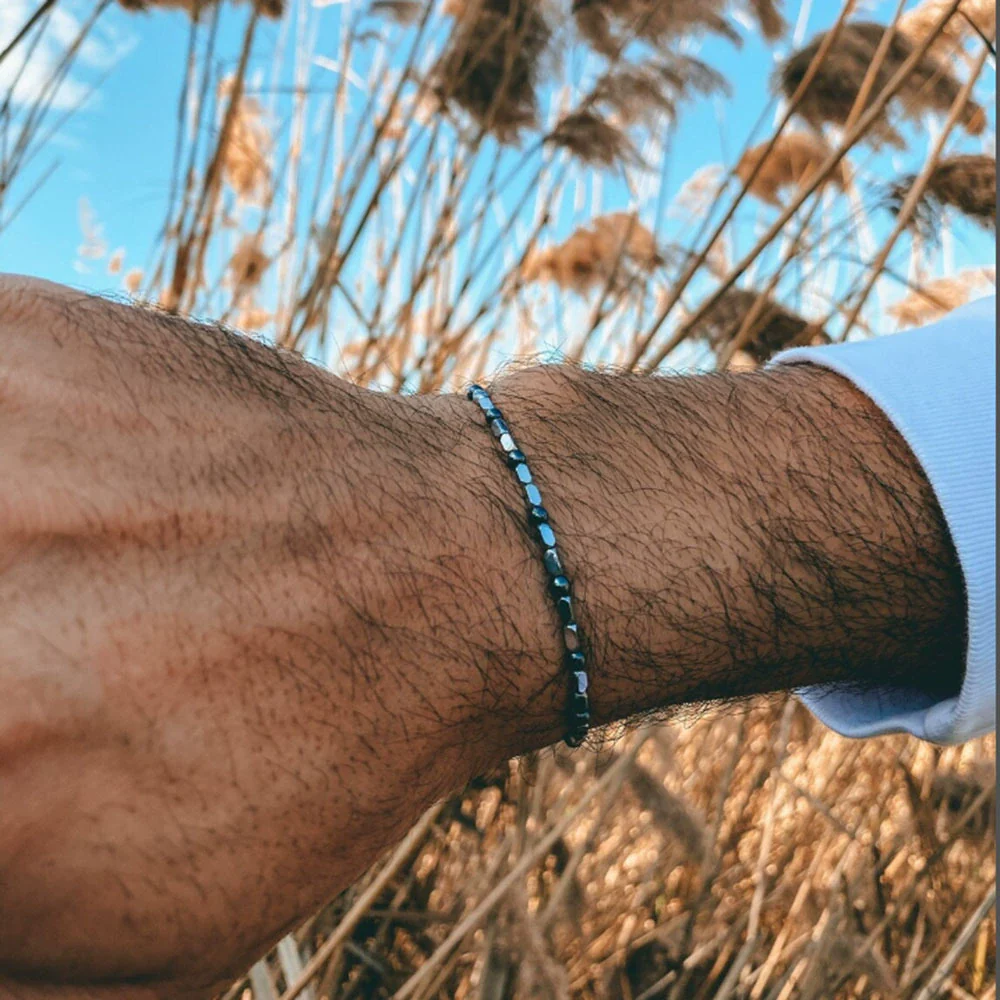 Allmatch Elephant Beaded Elastic Bracelet Black Gallstone Alloy Handmade Unisex Animal Zodiac Pattern - Image 3