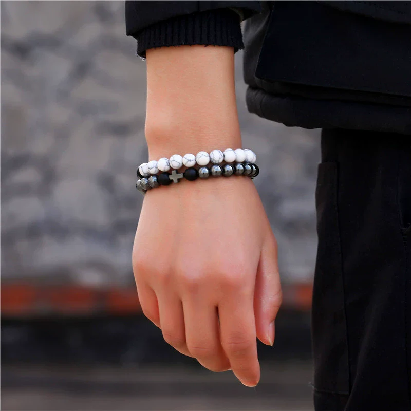 Allmatch Elephant Beaded Elastic Bracelet Black Gallstone Alloy Handmade Unisex Animal Zodiac Pattern - Image 9