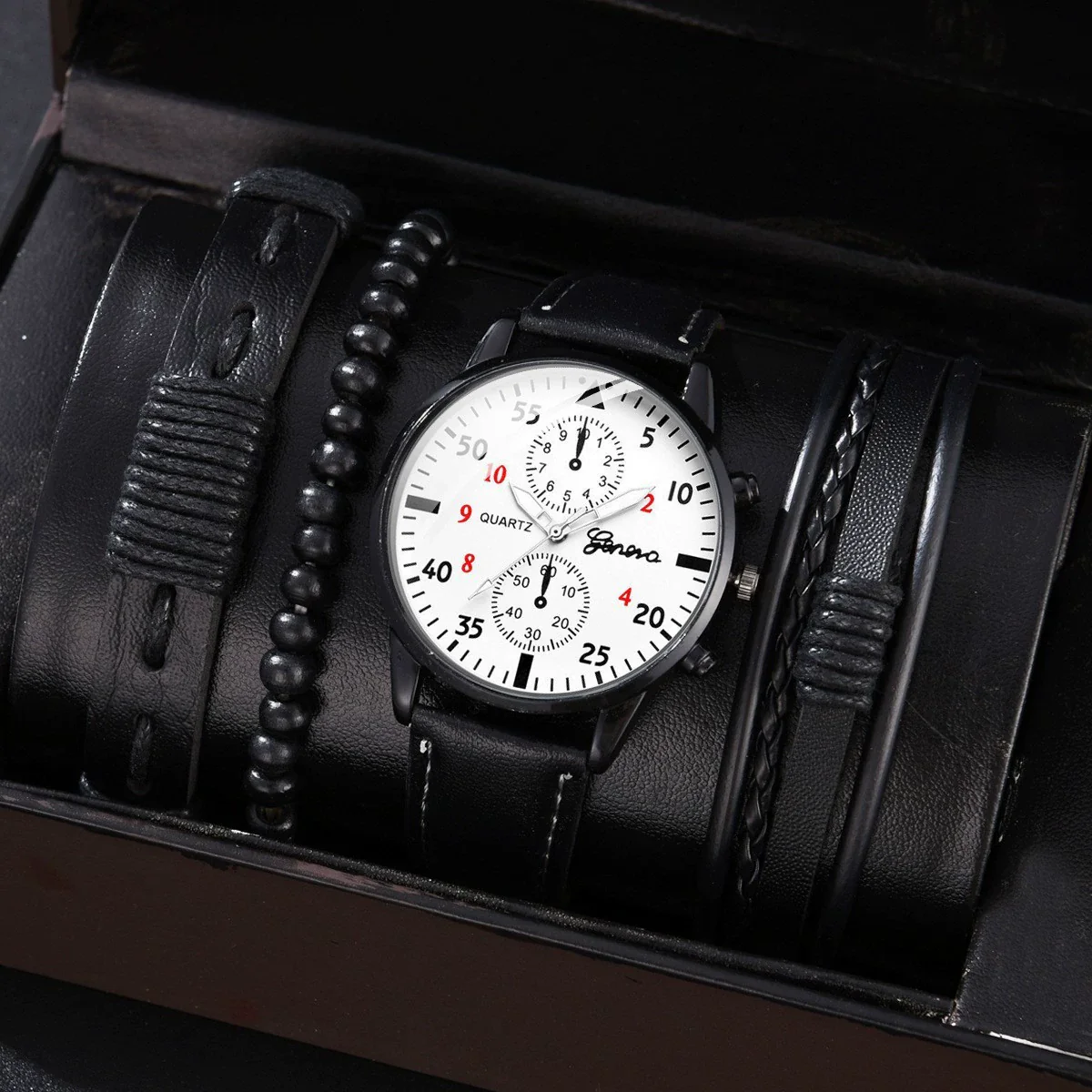Allmatching Fashion Watch Alloy Case Pu Strap Round Dial - Image 4