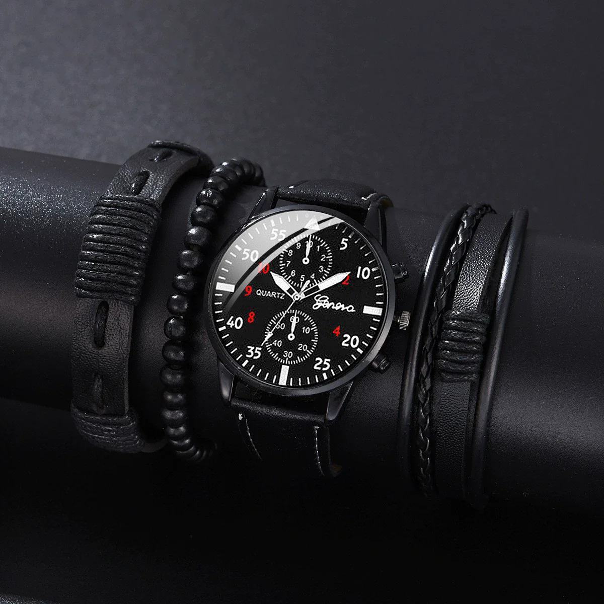 Allmatching Fashion Watch Alloy Case Pu Strap Round Dial - Image 6