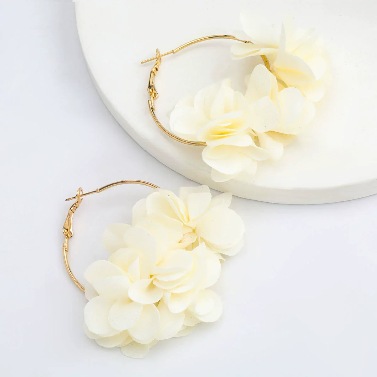 Alloy And Cloth Flower Earrings For Women - Image 6