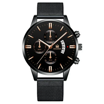 Alloy Band And Case Men's Casual Business Round Dial Scale Quartz Watch - Image 6
