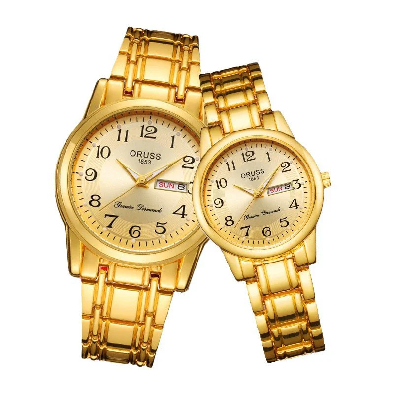 Alloy Band Calendar Waterproof Quartz Watch For Middleaged And Elderly Couples Round Dial Mineral Reinforced Glass Mirror - Image 5