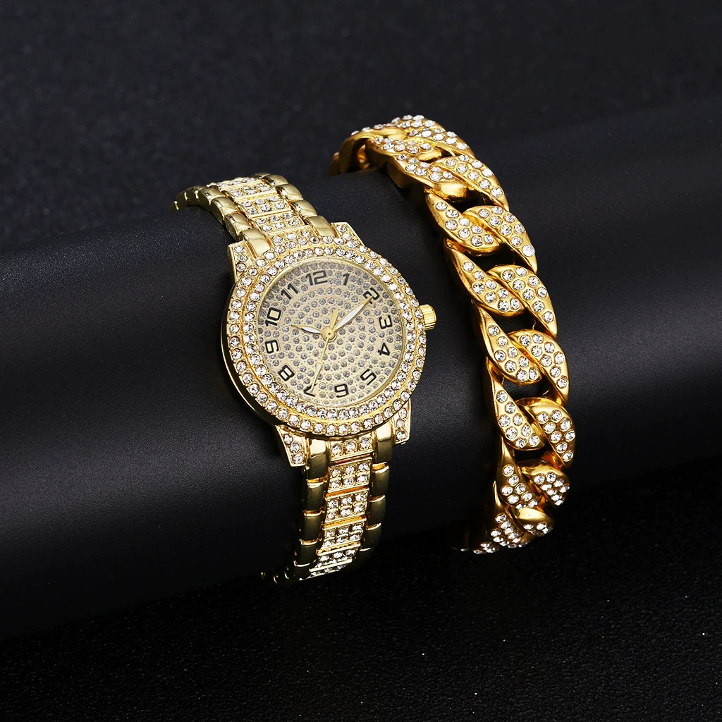 Alloy Band Quartz Watch With Roman Literal And Full Diamond For Women Leisure Style Round Dial - Image 14