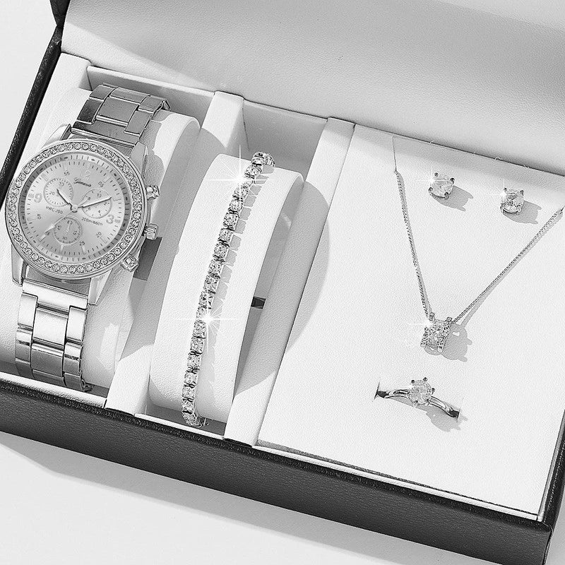 Alloy Band Women's Quartz Watch Set With Round Dial And Leisure Style - Image 10