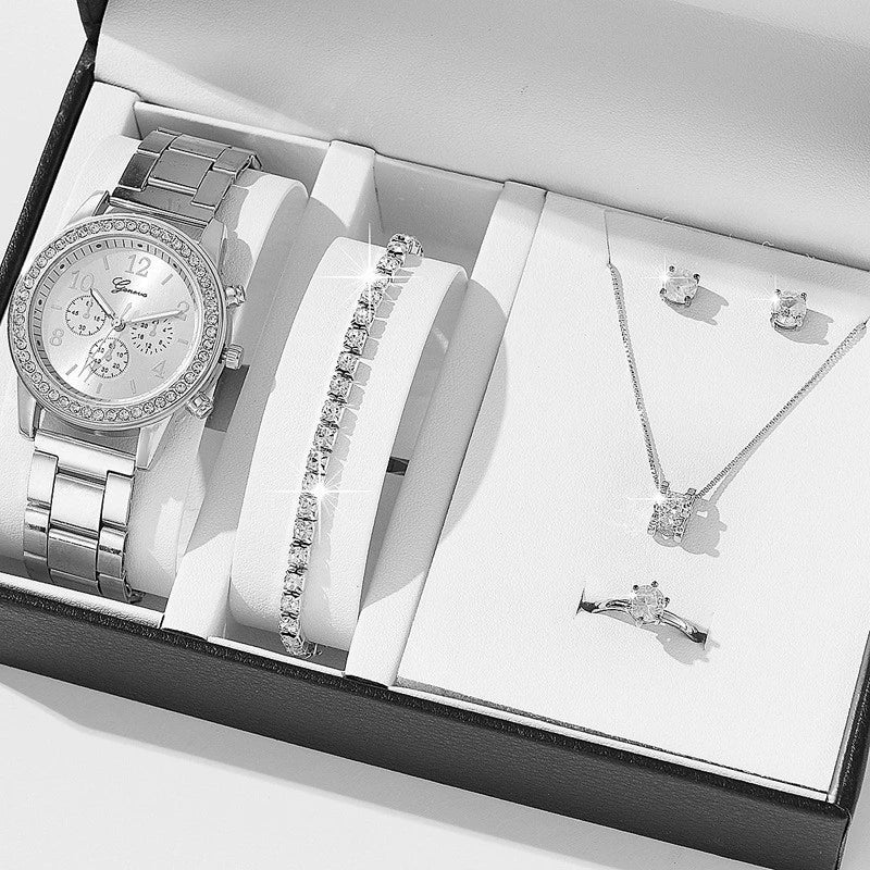 Alloy Band Women's Quartz Watch Set With Round Dial And Leisure Style - Image 11