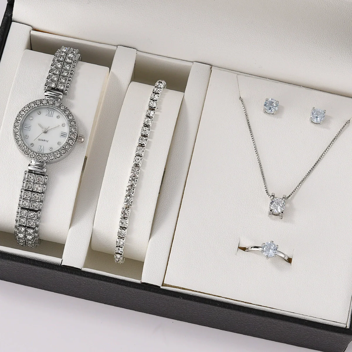 Alloy Band Women's Quartz Watch Set With Round Dial And Leisure Style - Image 3