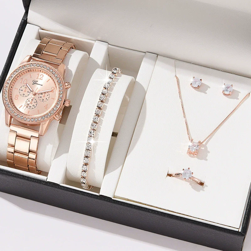 Alloy Band Women's Quartz Watch Set With Round Dial And Leisure Style - Image 4