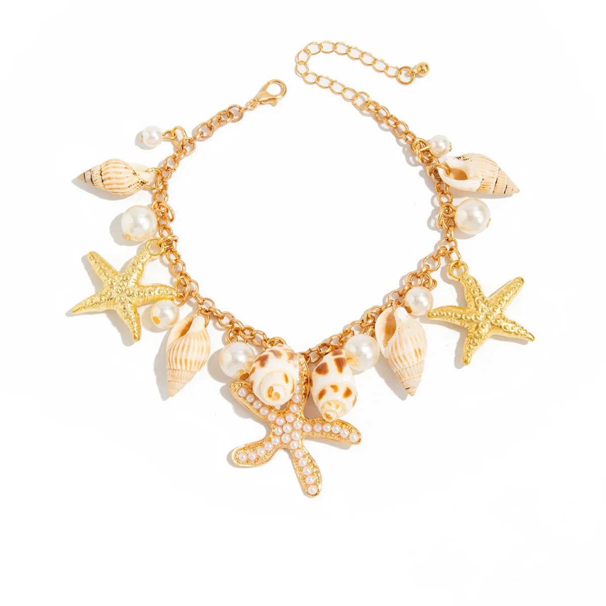 Alloy Beach Vacation Style Starfish And Conch Waist Chain Body Chain For Female Summer Imitation Pearl Jewelry - Image 5