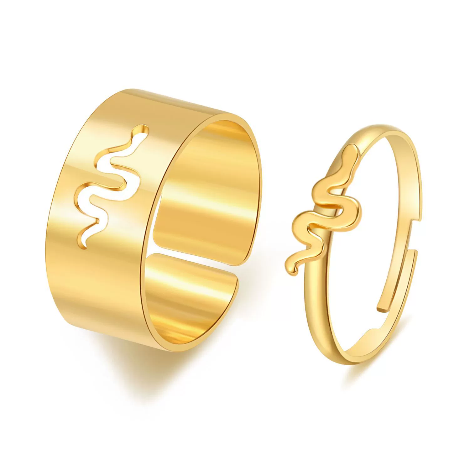 Alloy Butterfly Punk Style Couple Ring Set With Geometric Pattern And Electroplating Treatment - Image 9