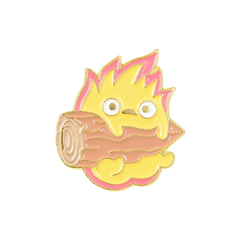 Alloy Cartoon Character Flame Holding Wood Shape Brooch With Baking Paint - Image 6