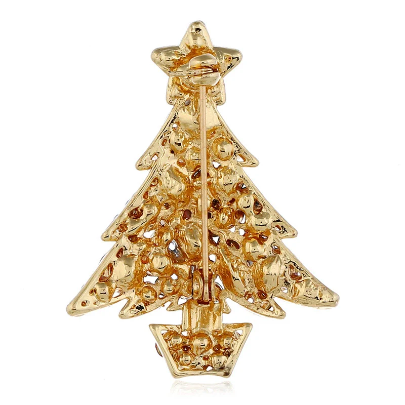 Alloy Cartoon Christmas Tree Brooch For Women With Diamond Design - Image 3