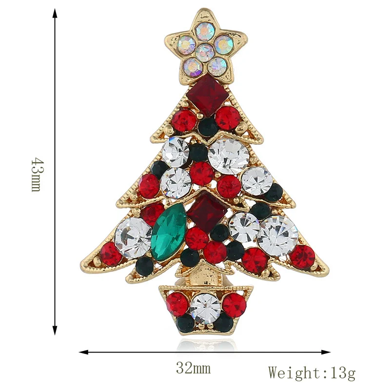 Alloy Cartoon Christmas Tree Brooch For Women With Diamond Design - Image 4