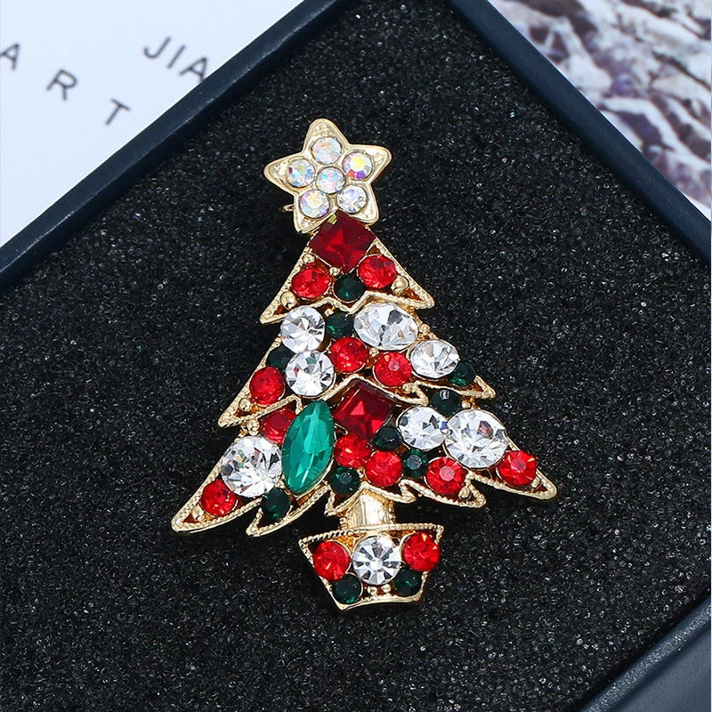 Alloy Cartoon Christmas Tree Brooch For Women With Diamond Design - Image 5