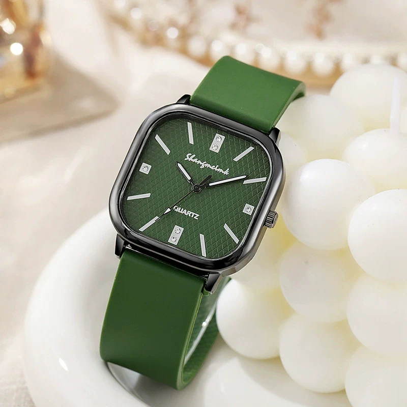 Alloy Case Silicone Strap Square Antique Electronic Quartz Unisex Watch - Image 2