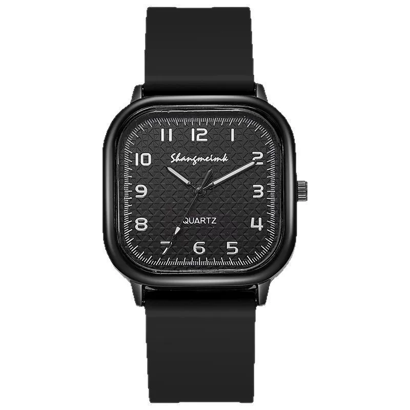 Alloy Case Silicone Strap Square Antique Ladies Quartz Watch - Image 5