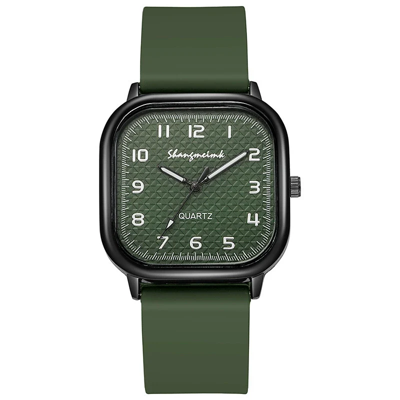 Alloy Case Silicone Strap Square Antique Ladies Quartz Watch - Image 9