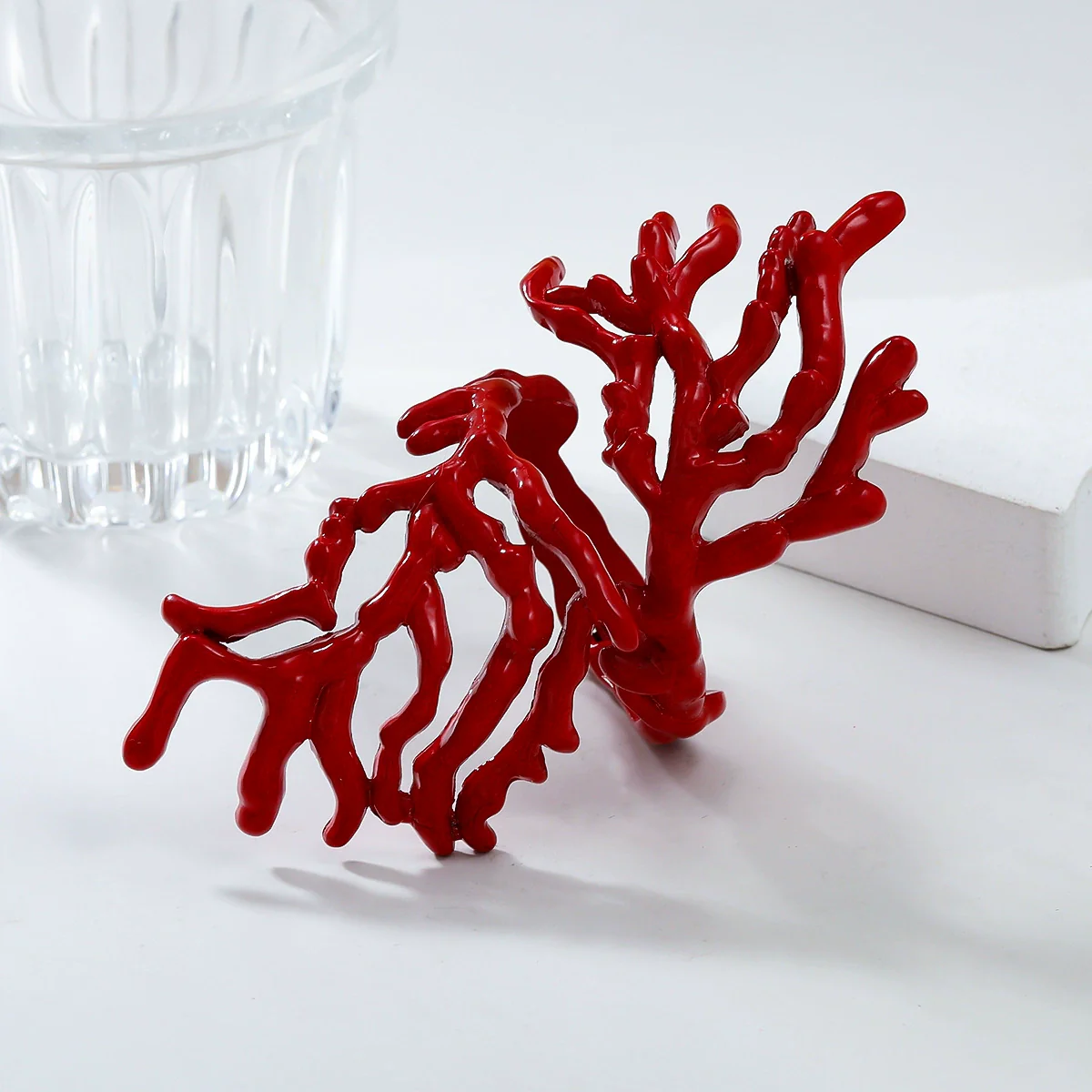 Alloy Coralshaped Ring And Bracelet Set For Women With Plant Flowers Style And Baking Paint Treatment - Image 3