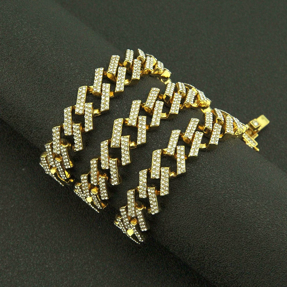 Alloy Cuban Chain Necklace With Diamond And Geometric Design Unisex Hip Hop Jewelry - Image 2