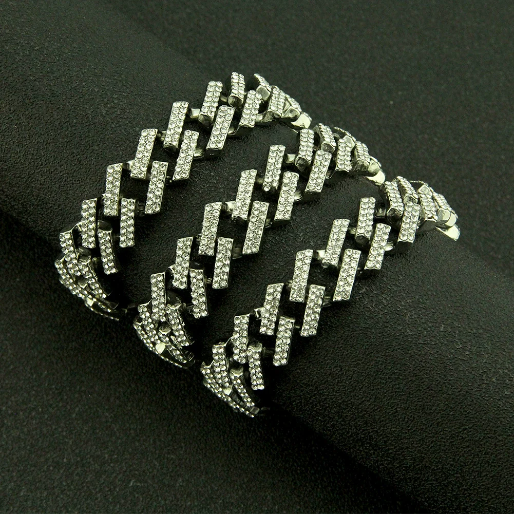 Alloy Cuban Chain Necklace With Diamond And Geometric Design Unisex Hip Hop Jewelry - Image 3