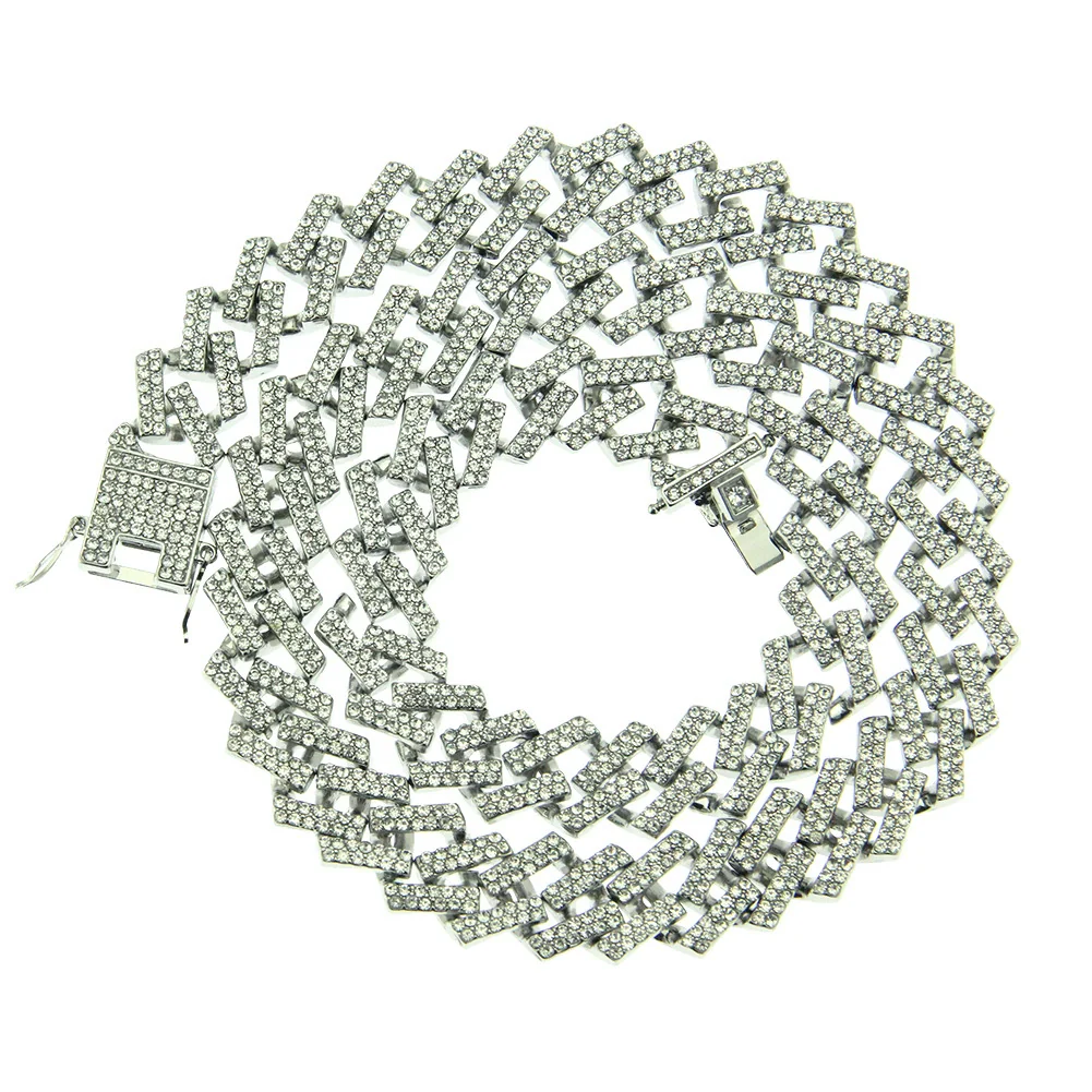 Alloy Cuban Chain Necklace With Diamond And Geometric Design Unisex Hip Hop Jewelry - Image 5