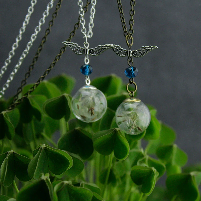 Alloy Dandelion Filled Ball Pendant Vintage Geometric Style - Image 2