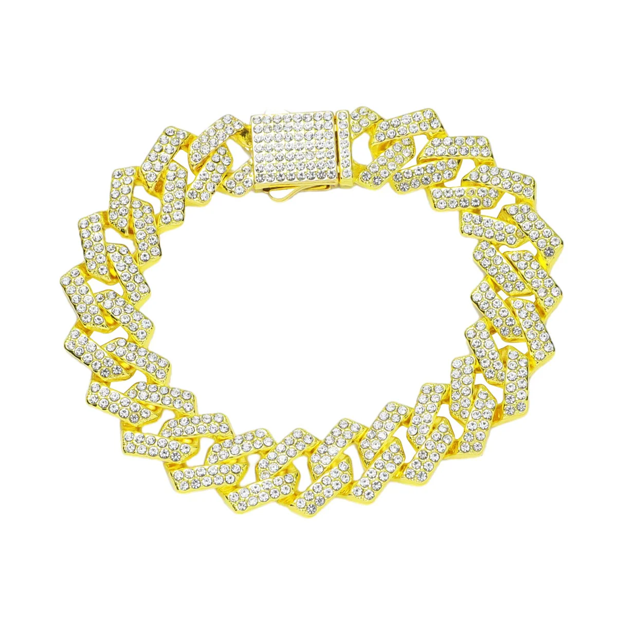 Alloy Diamond Geometric Hip Hop Cuban Chain Necklace - Image 8
