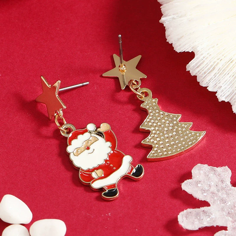 Alloy Dripping Oil Irregular Christmas Festival Element Earrings With Fashion Personality And Environmental Protection Design - Image 3