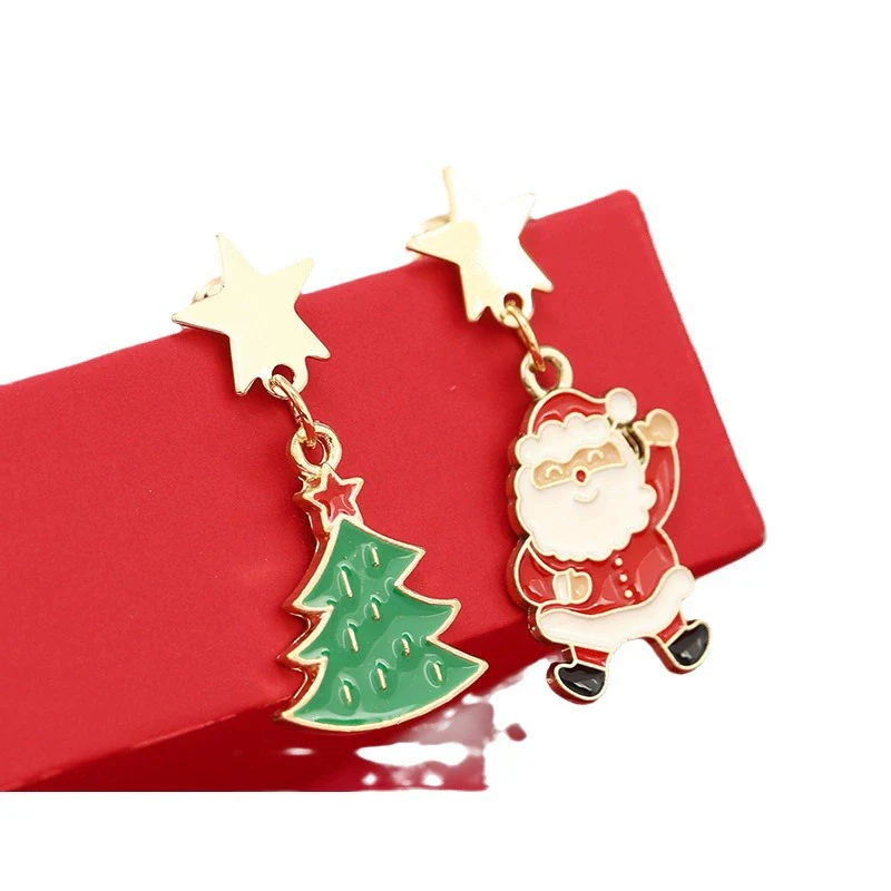 Alloy Dripping Oil Irregular Christmas Festival Element Earrings With Fashion Personality And Environmental Protection Design - Image 5