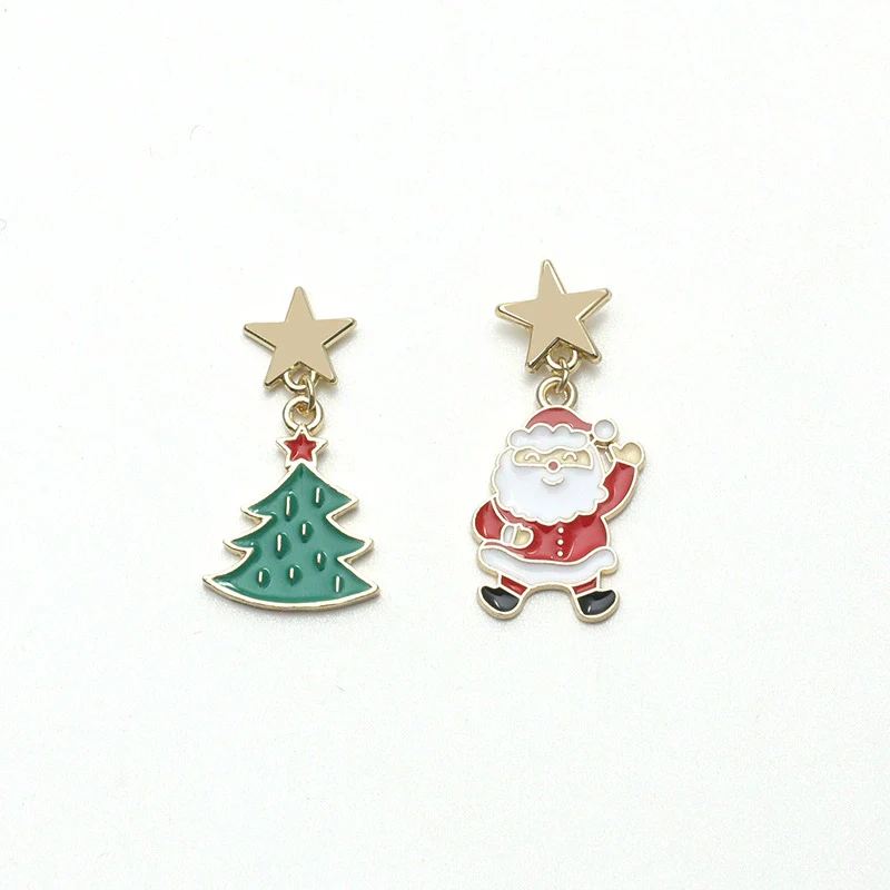 Alloy Dripping Oil Irregular Christmas Festival Element Earrings With Fashion Personality And Environmental Protection Design - Image 6