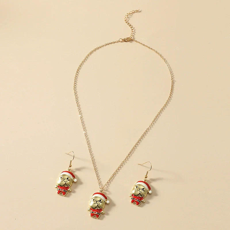 Alloy Dripping Oil Puppy Style Earrings And Necklace Set - Image 6